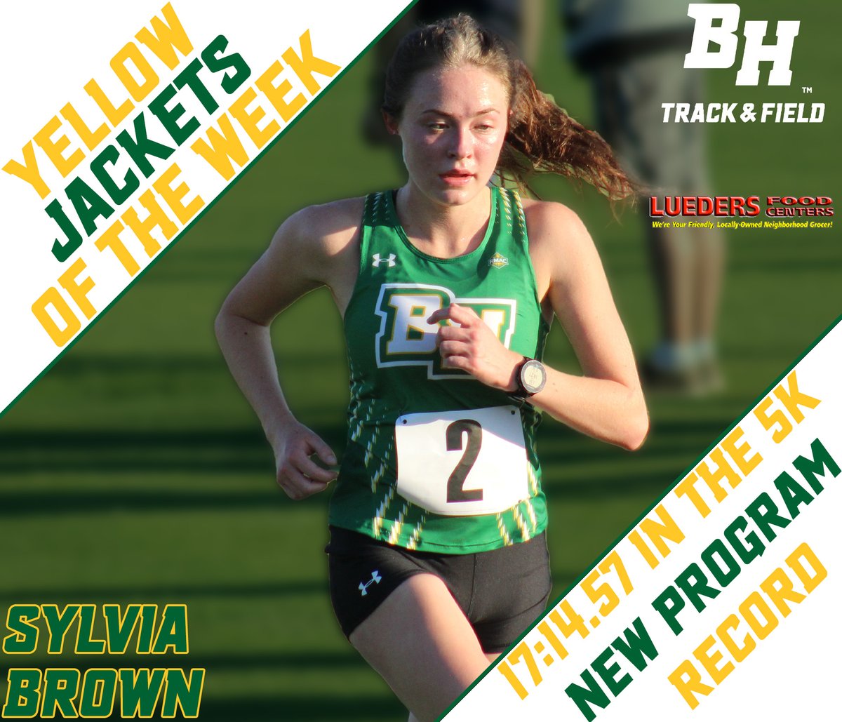 BHSUAthletics's tweet photo. Our Women's Yellow Jacket of the Week, presented by Lueders, is Sylvia Brown from Track and Field!

At the SDSU Indoor Classic last Saturday, the junior smashed not only a personal best, but the BHSU school record in the women's 5K run!!

#ClimbTheHills https://t.co/2Rz1QoZpBG