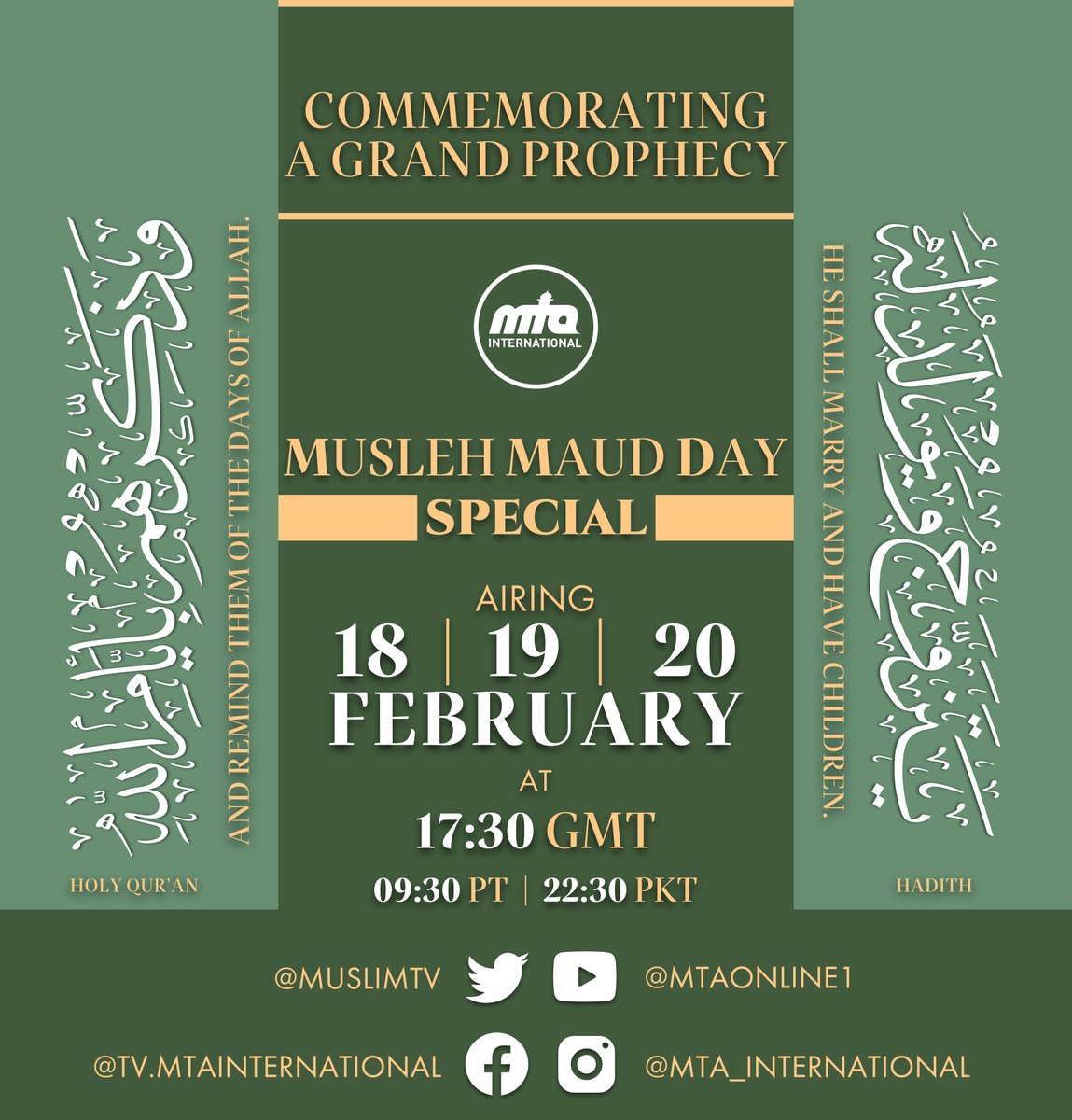 Tune into #MTAi this weekend at 17:30GMT for the LIVE Special Musleh Maud Day programme. 

#MuslehMaudDay