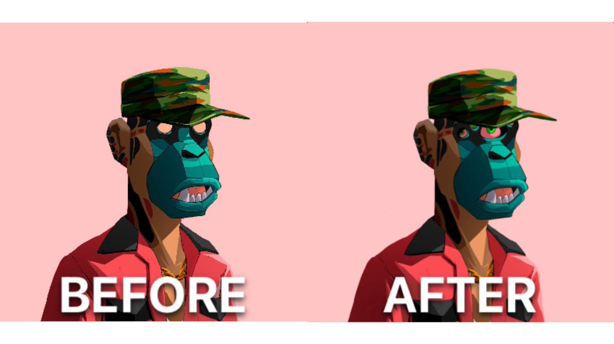 mrjnft's tweet photo. Guess who's got his first #TOXIFICATION ?!? Fresh new eyes is ON! Love the art and the community @Primatesnft what do you guys think?? https://t.co/0Y7gedsurK