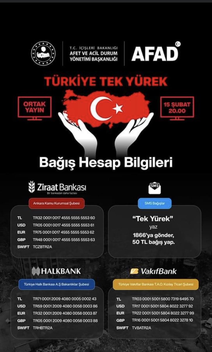 ETurkoglu16's tweet photo. Depremzedelerimize yardım eli uzatmak için "Tek Yürek" yazıp, 1866'ya göndererek 50 TL bağışta bulunabilir, kardeşlerimize umut olabilirsiniz.

#TürkiyeTekYürek https://t.co/OR1agcSY0x