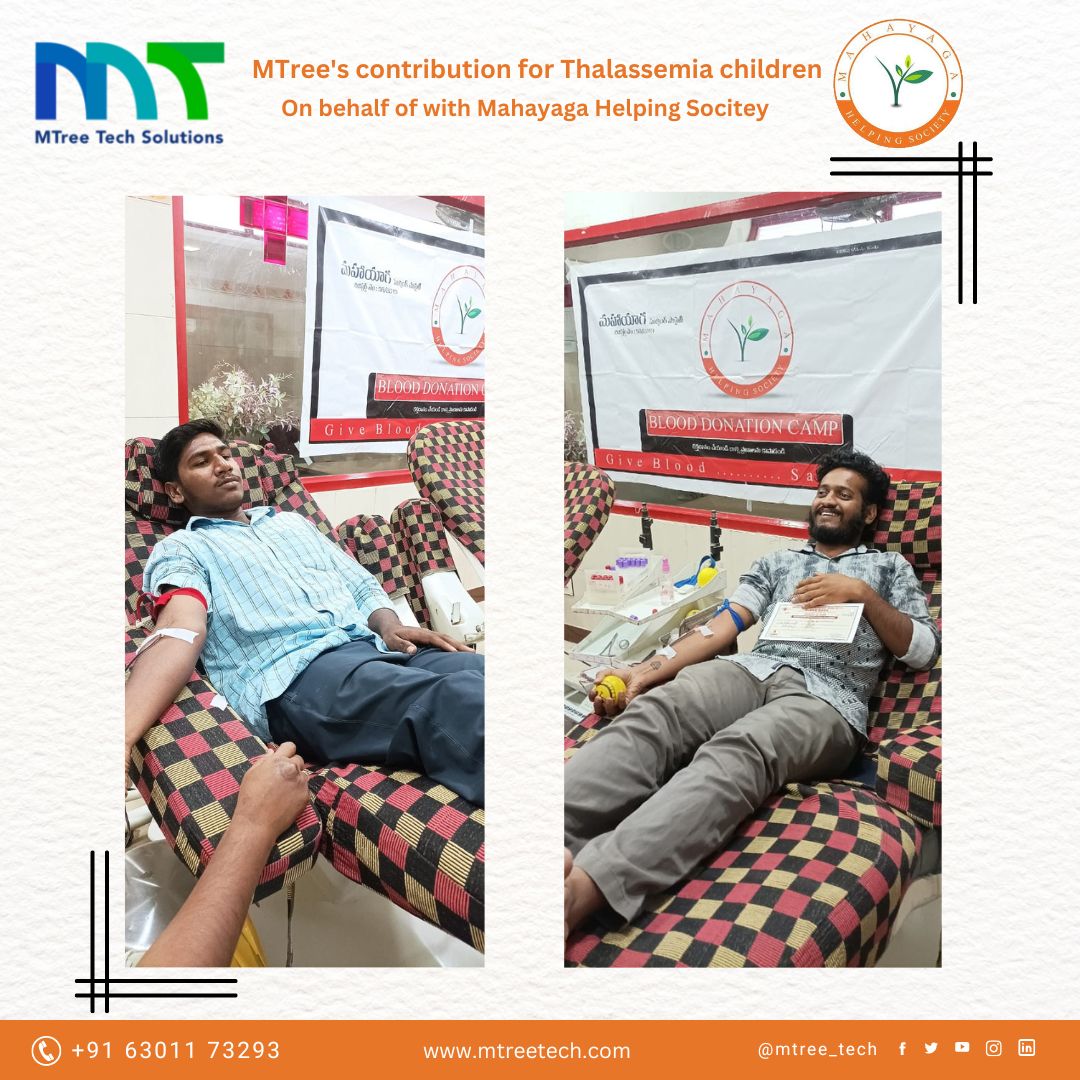 mtree_tech's tweet photo. On behalf of Mahayaga Helping Society MTree Tech Solutions has done its part by donating blood in emergency situation for thalassemia children.
Our active coordinators :
@Lokeshmyhs @NikhileshSriram @YashwanthManch5
#mtree #mtreetechsolutions #emergency #blood #blooddonation https://t.co/ZYOhpGfHxa