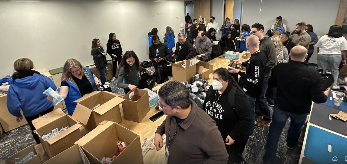 It's incredibly inspiring to see 10k employees at 17 global sites close their laptops and spent their time packaging up $1M of items purchased from SMBs to donate to nonprofits in our communities. That's #SmallBizBigImpact