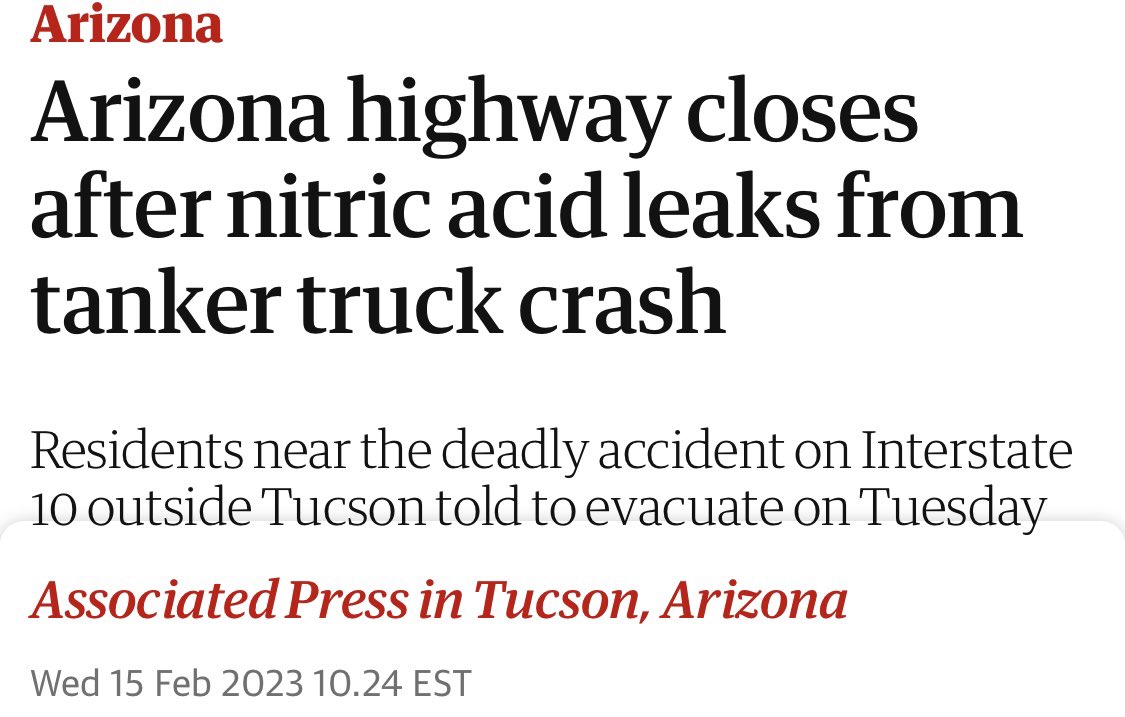 Evacuations & shelter in place orders as more chemicals are spilled into our ground and skies. Just more irony huh? The alleged driver of the truck was also allegedly killed. #ChemicalSpill #OhioChernobyl #Arizona #texas #SouthCarolina #ohio #trainderailment