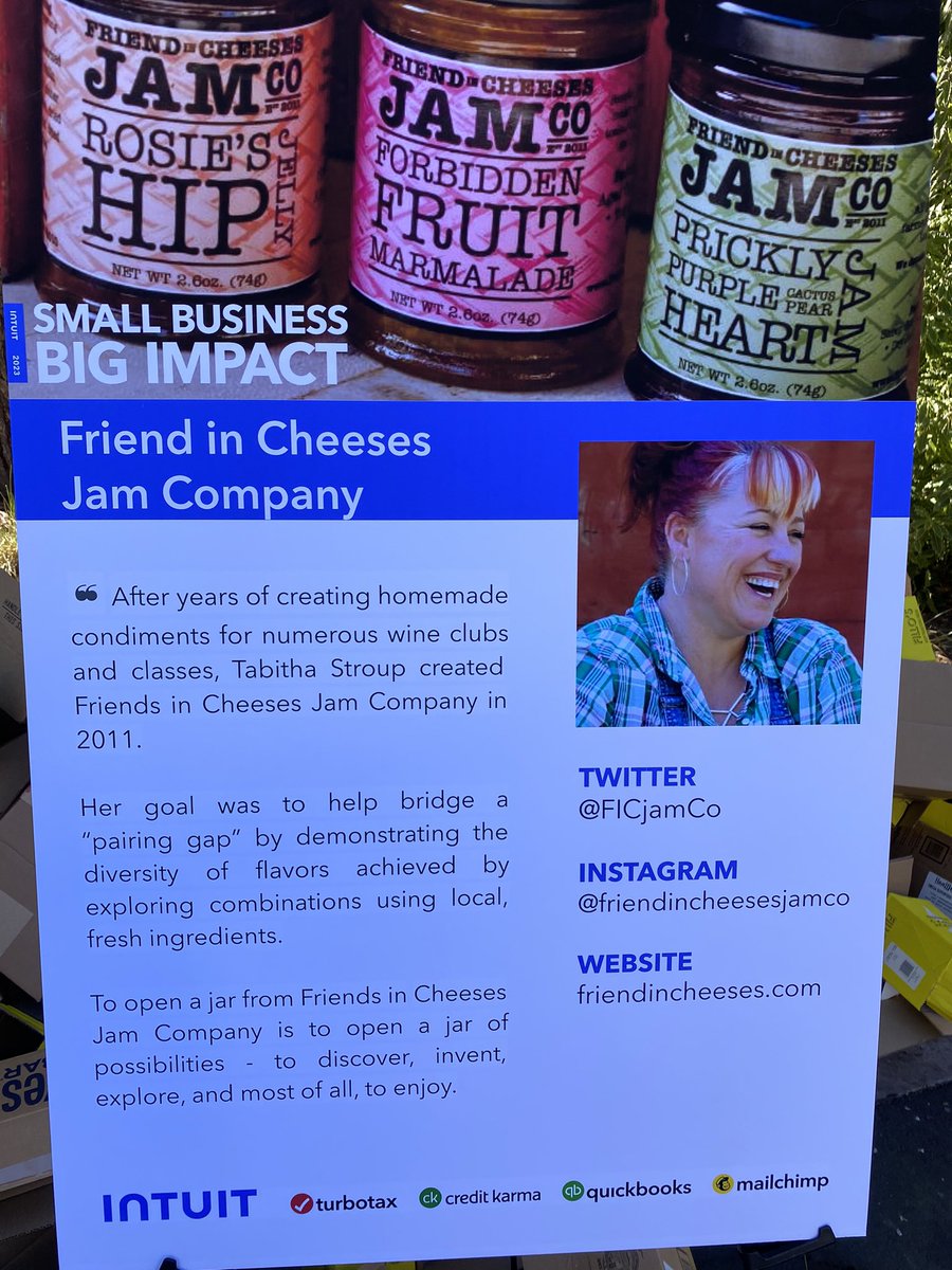 #smallbizbigimpact day @QuickBooks and I found this amazing company. @FICjamCo Their watermelon jam looks amazing!