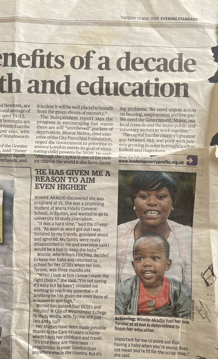 winnieakadjo's tweet photo. I’m going to humbly brag about being featured in the @EveningStandard as the first batch of young parents to receive the #care2learn scheme by the then #labourparty 🙌 https://t.co/XL0fRxaf5n