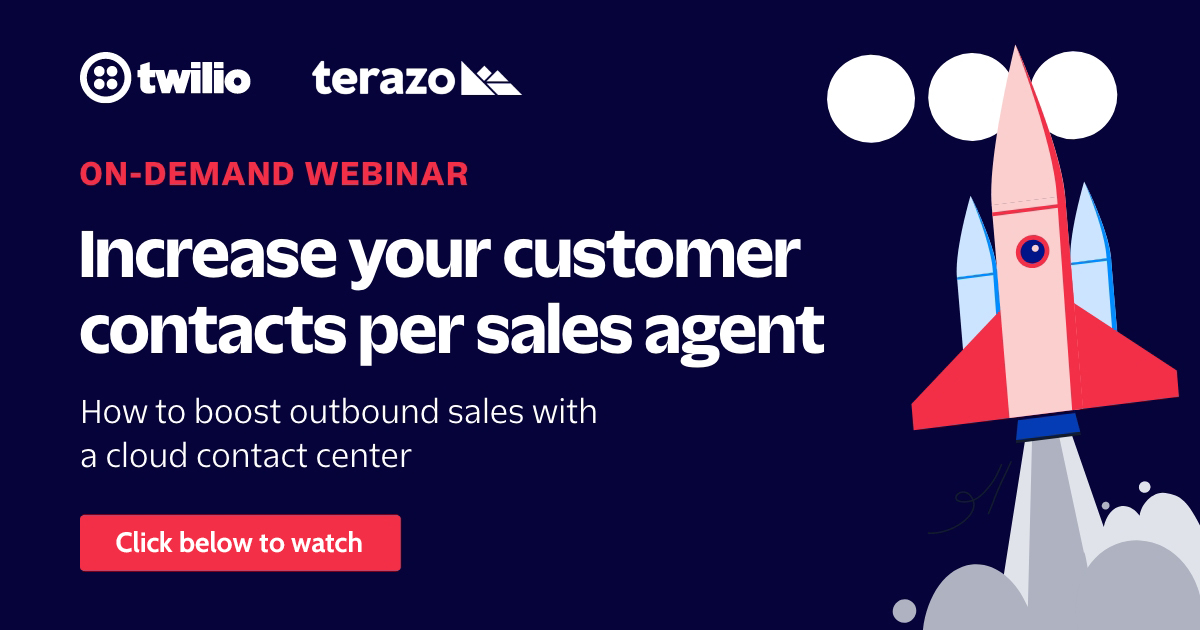 Did you know? Three simple changes can help improve your contact center's sales effectiveness and efficiency. Join Terazo and <a href="/twilio/">twilio</a> for an on-demand webinar where you'll learn how to increase sales conversion rates and boost customer contacts per agent: bit.ly/3x1VmYg