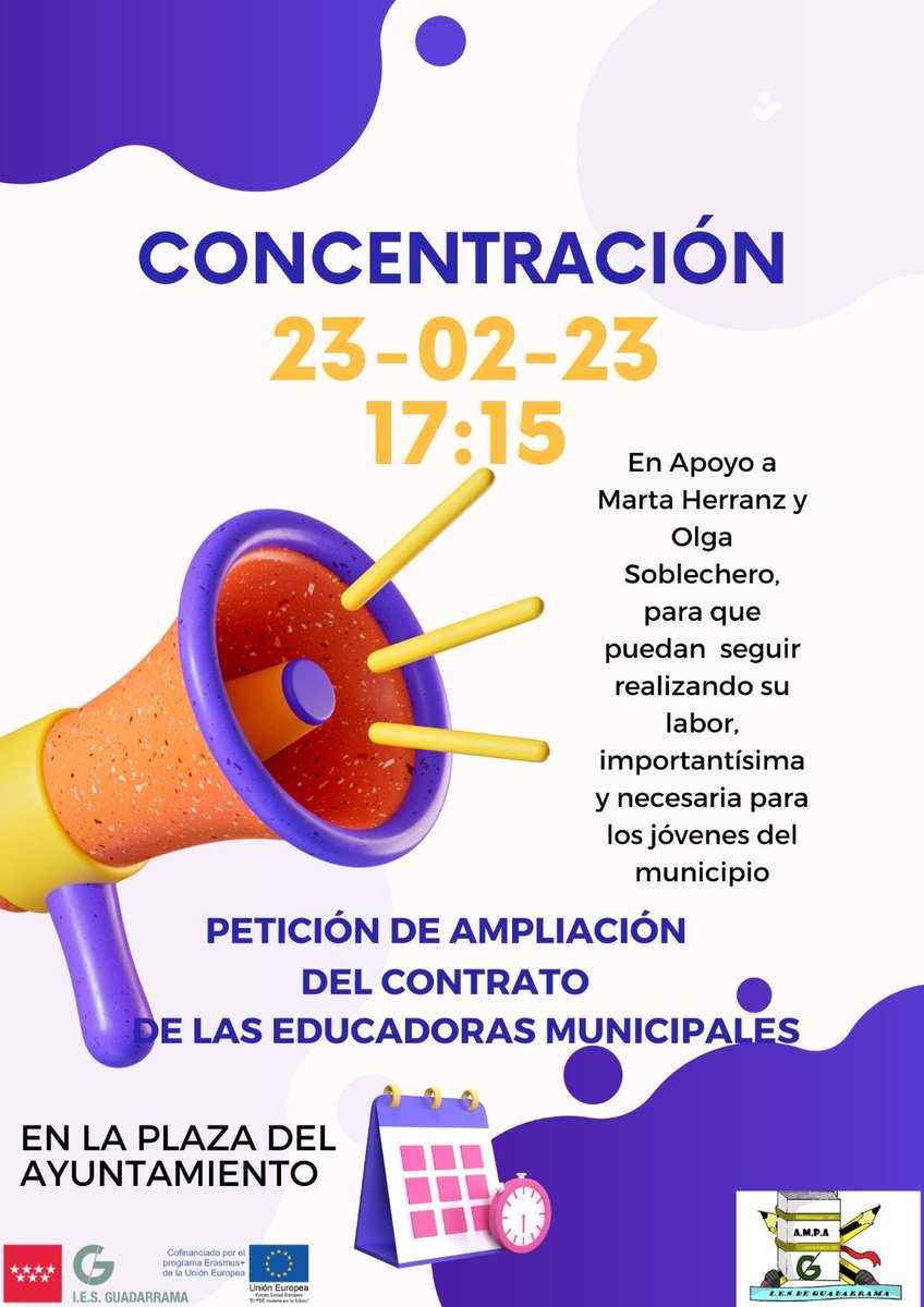 Por Marta. Por Olga. Por los jóvenes de Guadarrama. Nos vemos el 23 a las 17.15 en la Plaza del Ayuntamiento.