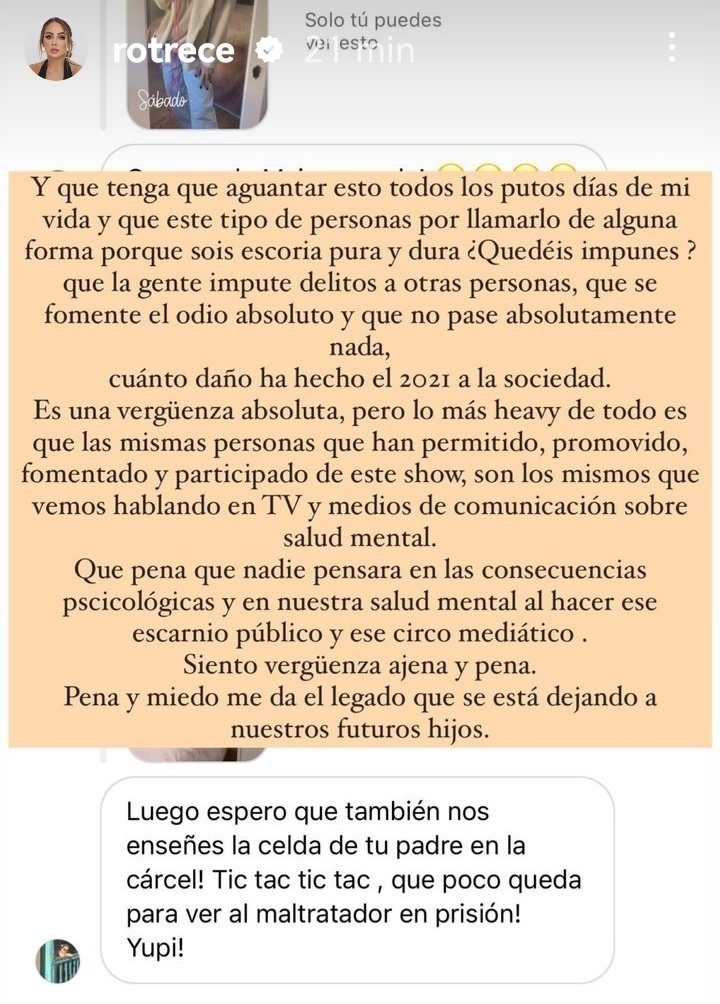AnaMemi29's tweet photo. Que triste no? De verdad puede existir tanta maldad 😡😡😡 Alguien se a parado a pensar 🤔🤔 independientemente de un lado o de otro ..si hay derecho a esto? Dejemos de una vez que viva y disfrute de su vida..ella no habla de nadie!!Animo @rotrece no estás sola
#YoMeRebelo15F https://t.co/dkExEcEIuS