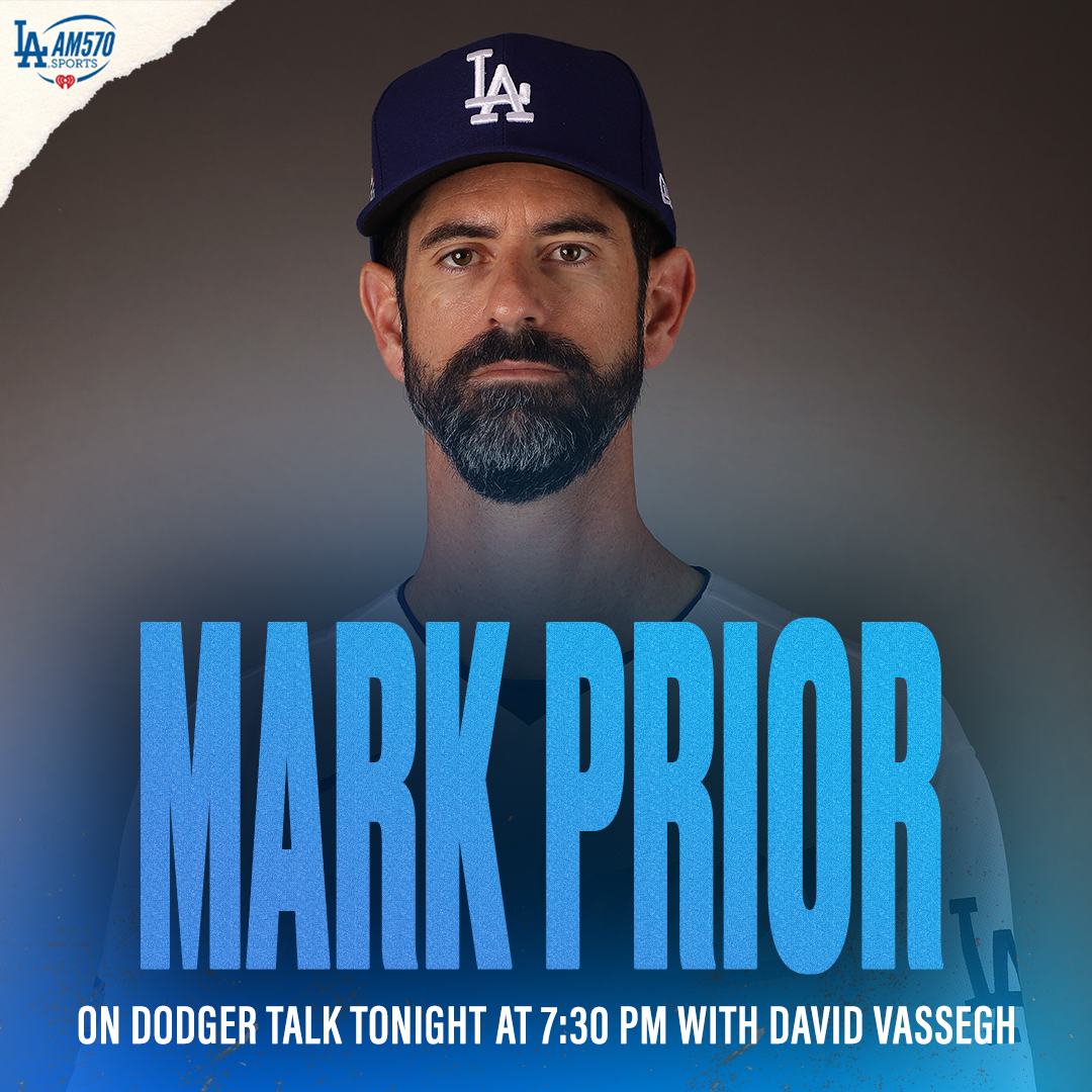 AM570LASports's tweet photo. TONIGHT on #DodgerTalk with @THEREAL_DV, @Dodgers pitching coach #MarkPrior will join the show! 

Listen in 📲: https://t.co/psbw6YlNQv https://t.co/wNQKtRvVBz