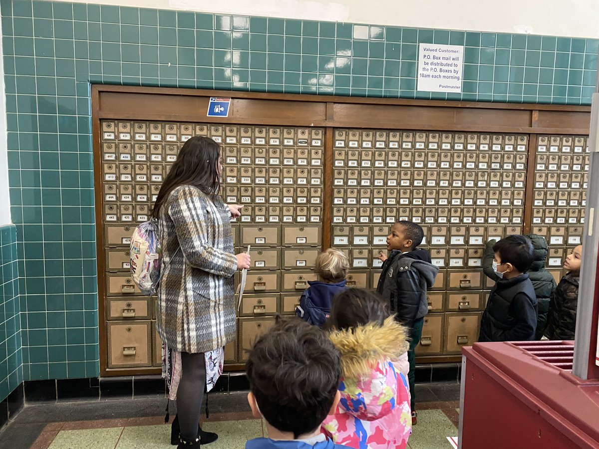 AimeeTazic's tweet photo. Preschool goes to the Post Office! A wow! Experience to end the building unit @MrsPisarczyk preschool brought their letters, bought stamps, and mailed their letters today. #d100inspires @TeachStrategies we found boxes too! #boxunit #buildingunit https://t.co/plmVOluqOz