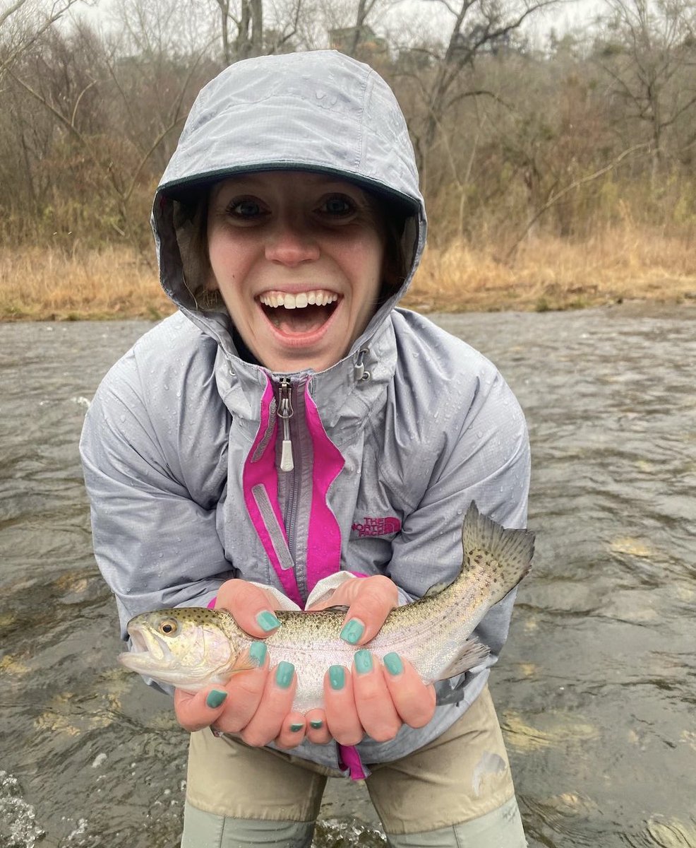 OKWildlifeDept's tweet photo. THIS IS SAVANNAH,
SHE WANTS TO SHOW YOU HER FIRST TROUT CAUGHT WHILE FLY-FISHING. EVERYONE CLAP 👏 https://t.co/QEFaQNI3Rk