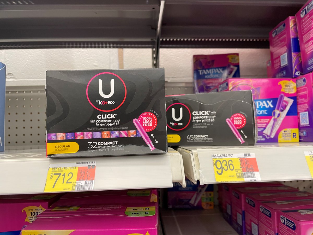 And because I'm a journalist whose done her duty, I went to Walmart last week to check out prices on period products. A box of 45 tampons and a box of 46 pads each cost $9.39. A box of 16 pads costs $3.92.