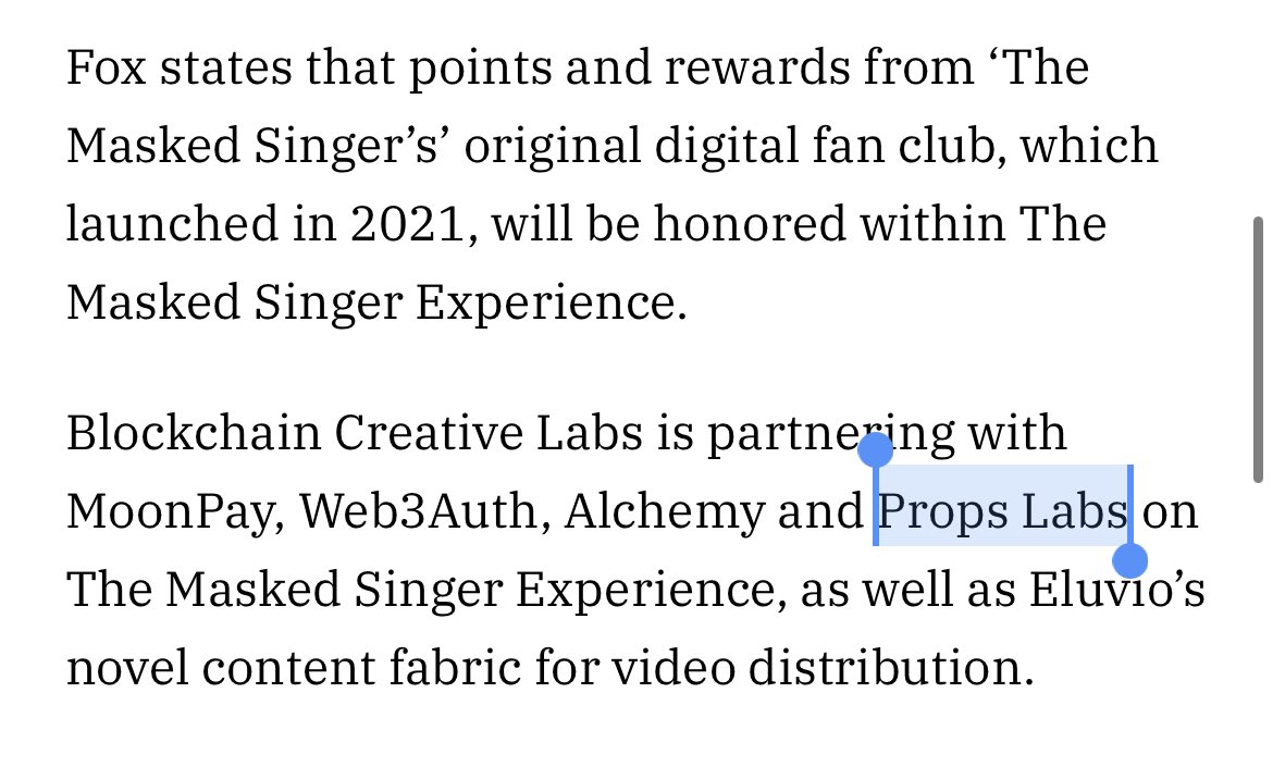 Props Labs is honored to partner with @FOXTV, @wearebcl and @MaskedSingerFOX to bring super fans real-time interactive tokens, gamified real-time voting and Shopify d-commerce point redemption through Season 9! @maskverse ⚡️

Thank you @Variety for the article ⚡️…
