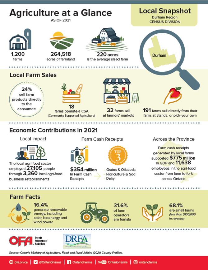 Do you want to learn more about #DurhamAg this #CdnAgDay? Check out this profile for #DurhamRegion agriculture fact and stats. We have a lot to be proud of when it comes to food and farming!