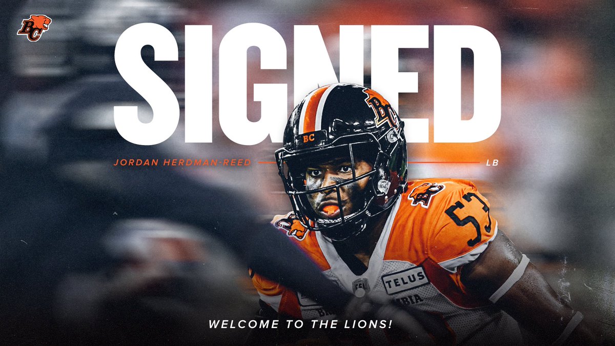 BC LIONS (@bclions) on Twitter photo Back in the den 💪🏾
#BCLions sign National LB @JjHerdJordan to a one-year deal. A seventh-round pick in 2017,  Jordan suited up in 53 games over three seasons with #BCLions 🦁
MORE 📝 | bit.ly/3YVasLg
#CFLFA Back in the den 💪🏾
#BCLions sign National LB @JjHerdJordan to a one-year deal. A seventh-round pick in 2017,  Jordan suited up in 53 games over three seasons with #BCLions 🦁
MORE 📝 | bit.ly/3YVasLg
#CFLFA