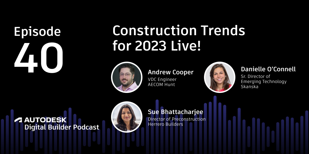 ADSK_Construct's tweet photo. Looking to stay ahead of the curve in construction? 

Check out the latest trends in our Digital Builder podcast with industry experts from @SkanskaUSA, @AECOM and @HerreroBuilders!  

Listen now🎧: https://t.co/5gunJZwXcn

#Construction2023 #DigitalBuilder https://t.co/ATayJFEArK