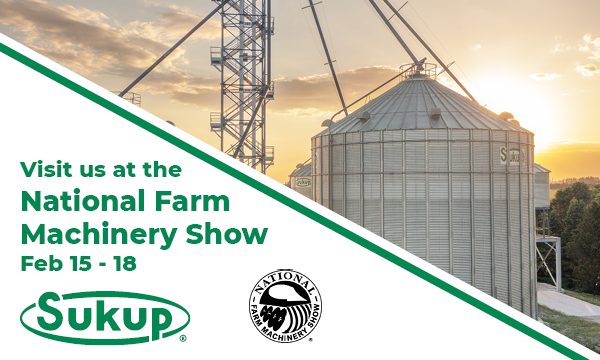 SukupMfg's tweet photo. Stop and visit us at the National Farm Machinery Show in Booth 8967. @Farm4Profit Podcast ๐๏ธwill be recording live in our booth. And stop by the @GoservG booth to see the Sukup Safe T Home! #NFMS23 #SafeTHome #TeamSukup https://t.co/FvuKUDW6Mo