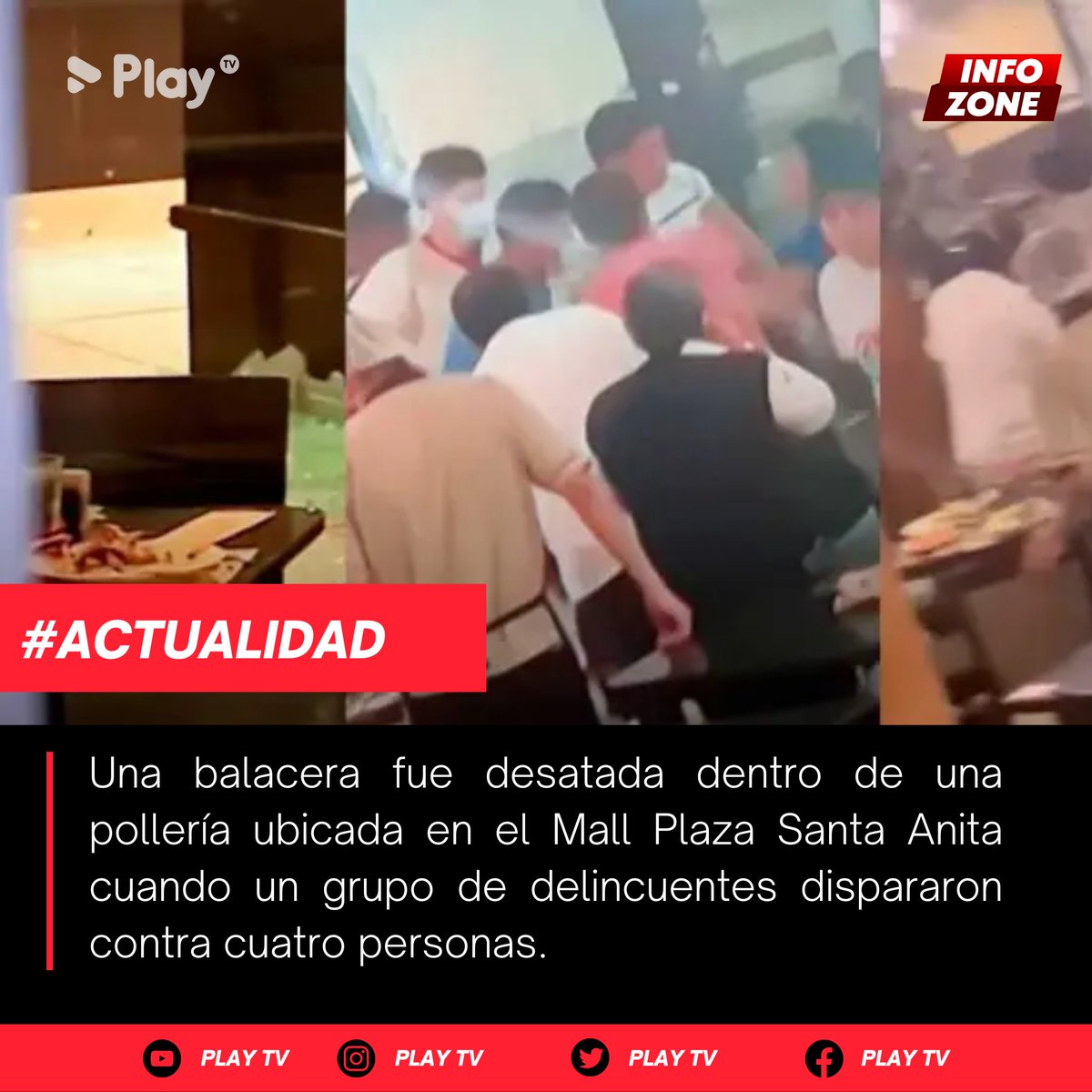 PlayTVPE's tweet image. #InfoZone 🚨
Según se tiene conocimiento, los delincuentes no se llevaron las pertenencias de los afectados ni de ninguno de los clientes del restaurante. 

#mallsantaanita
