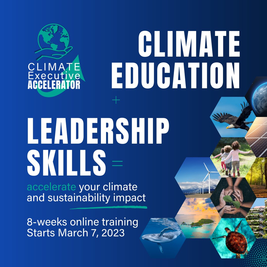 ClimateExec's tweet photo. Don't miss out on this opportunity to accelerate your climate action and sustainability impact.
Deadline is Feb 28, 2023
Learn more and apply at https://t.co/lrlif4dSY7
#climateexecutiveaccelerator #climateexecutivecoaching
#sustainability #leadership #climateaction https://t.co/j9uBr24gEZ