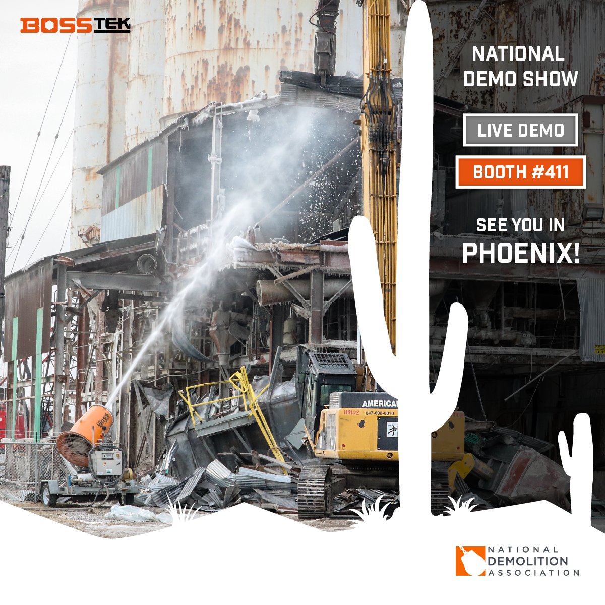 BossTekUSA's tweet photo. DustBoss is headed to AZ for #DemolitionPhoenix!!! π΅
Head out to the Live DEMO Event on Thursday (2/23) to see the latest center nozzle technology in action.
See you in Arizona! π
@NDAmakingway #dustcontrol #dustsuppression #dustboss #bosstek https://t.co/wzPRLUBkb0