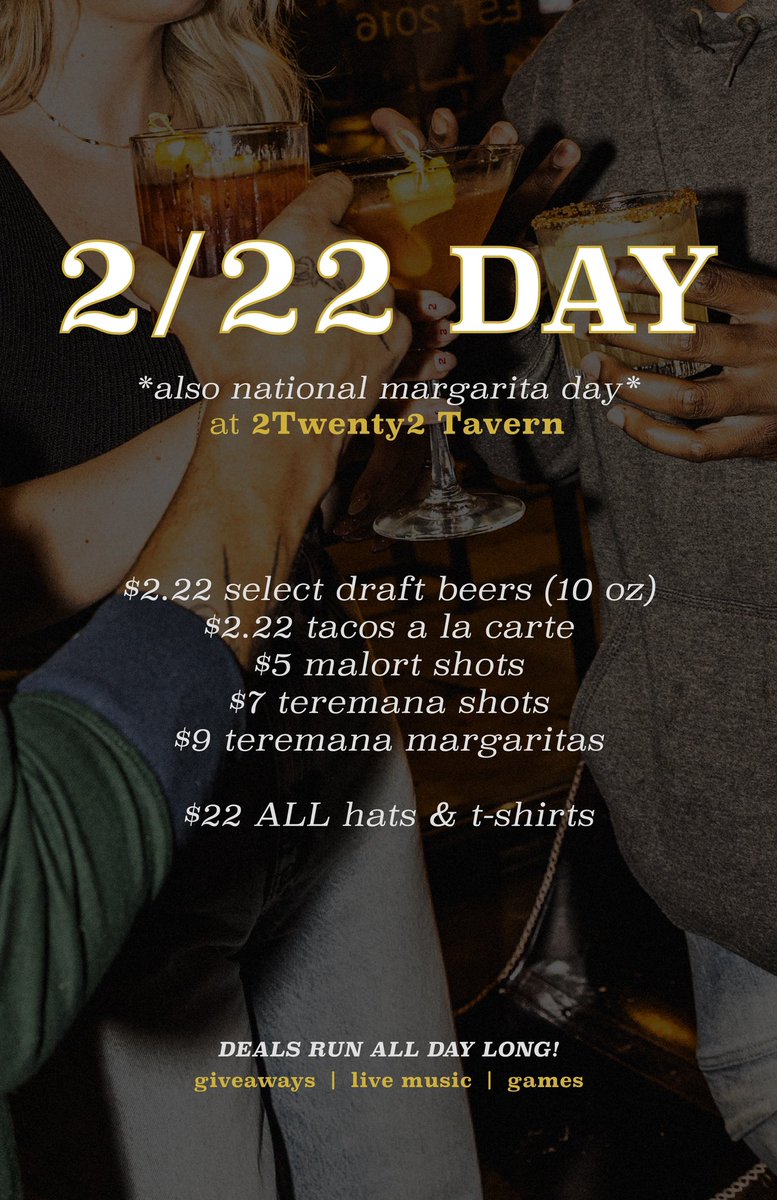2twenty2_tavern's tweet image. 2/22 day is approaching! Come celebrate OUR day with us. #TwoTwentyTwo #ChicagoBars #SupportLocalBusinesses 🍻
