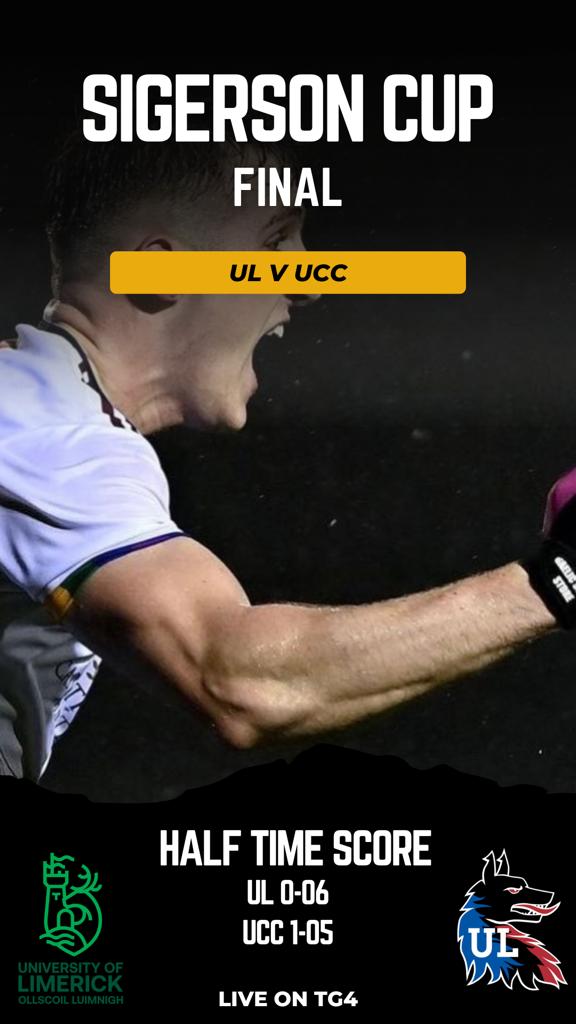 UL's tweet image. A great fight back from UL towards the end of the first half. 

More to do when we get back underway, but we'll have the wind at our backs

Half time score
UL 0-06 | 1-05 UCC

#StudyatUL #FirstClassRivals