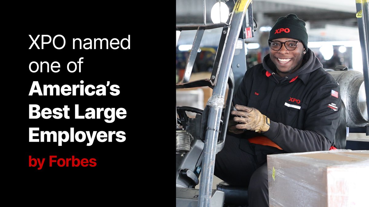 XPOLogistics's tweet photo. We're pleased to announce that XPO has been named one of America's Best Employers by @Forbes! This is a testament to the amazing work of our employees and their dedication to delivering for our customers. Big thanks to everyone who makes XPO a great place! https://t.co/t8iGmmnwIV https://t.co/x5UBUGKze7