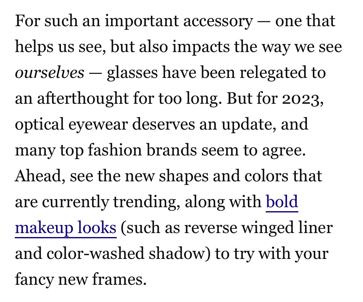 As a glasses-wearer, I’ve long noticed eyewear is an unsung accessory, and people with glasses are usually left out of makeup tutorials and articles. So, InStyle’s self-love issue includes this shoot, which is meant to be a reminder that your face isn’t hidden but adorned.