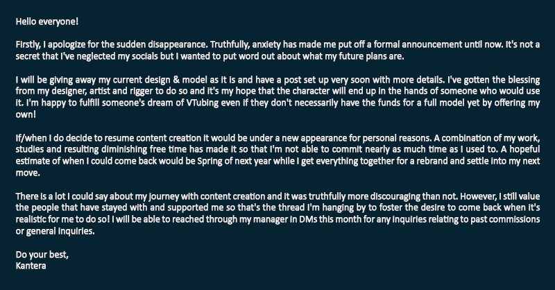This has been a long time coming. I apologize for the delay! Please shoot me a DM if you have any questions or need something from me. Thank you for always being there for me! 💙