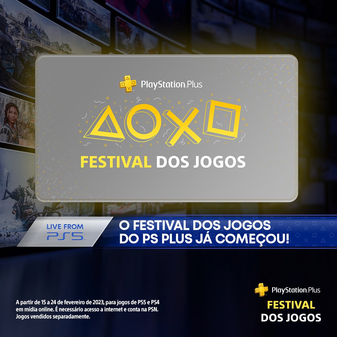 PlayStation Brasil on X: Chegou a hora do Festival dos Jogos PlayStation  Plus. Uma comemoração de uma semana onde membros podem aproveitar Descontos  em Dobro, competir por glória e mais. Junte-se a