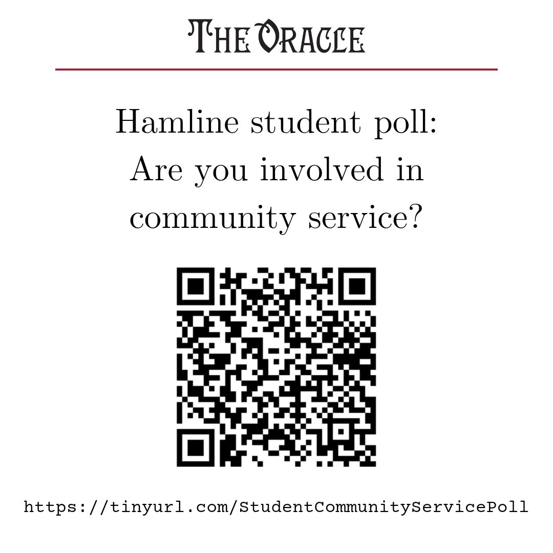 HamlineOracle's tweet image. The Oracle would like to hear about students&apos; engagement with community service and all the different ways it can be done. If you would like to take our poll, just scan the QR code or click on this link: tinyurl.com/StudentCommuni…
