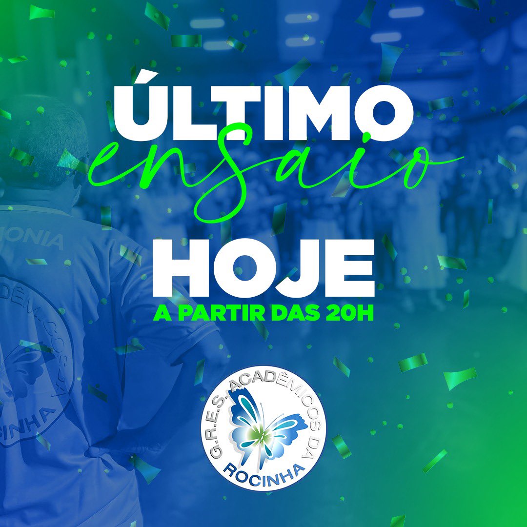 gresarocinha's tweet photo. ATENÇÃO COMUNIDADE! 🇸🇱
Hoje o nosso encontro será mais que especial. É o dia do nosso último ensaio. Está chegando a hora, Rocinha! 
Vamos voar alto e anunciar que nossa escola essa está pronta para o grande retorno a Marquês de Sapucaí! 

#gresarocinha #carnaval2023 #somosum🦋 https://t.co/MMDoobpgNc
