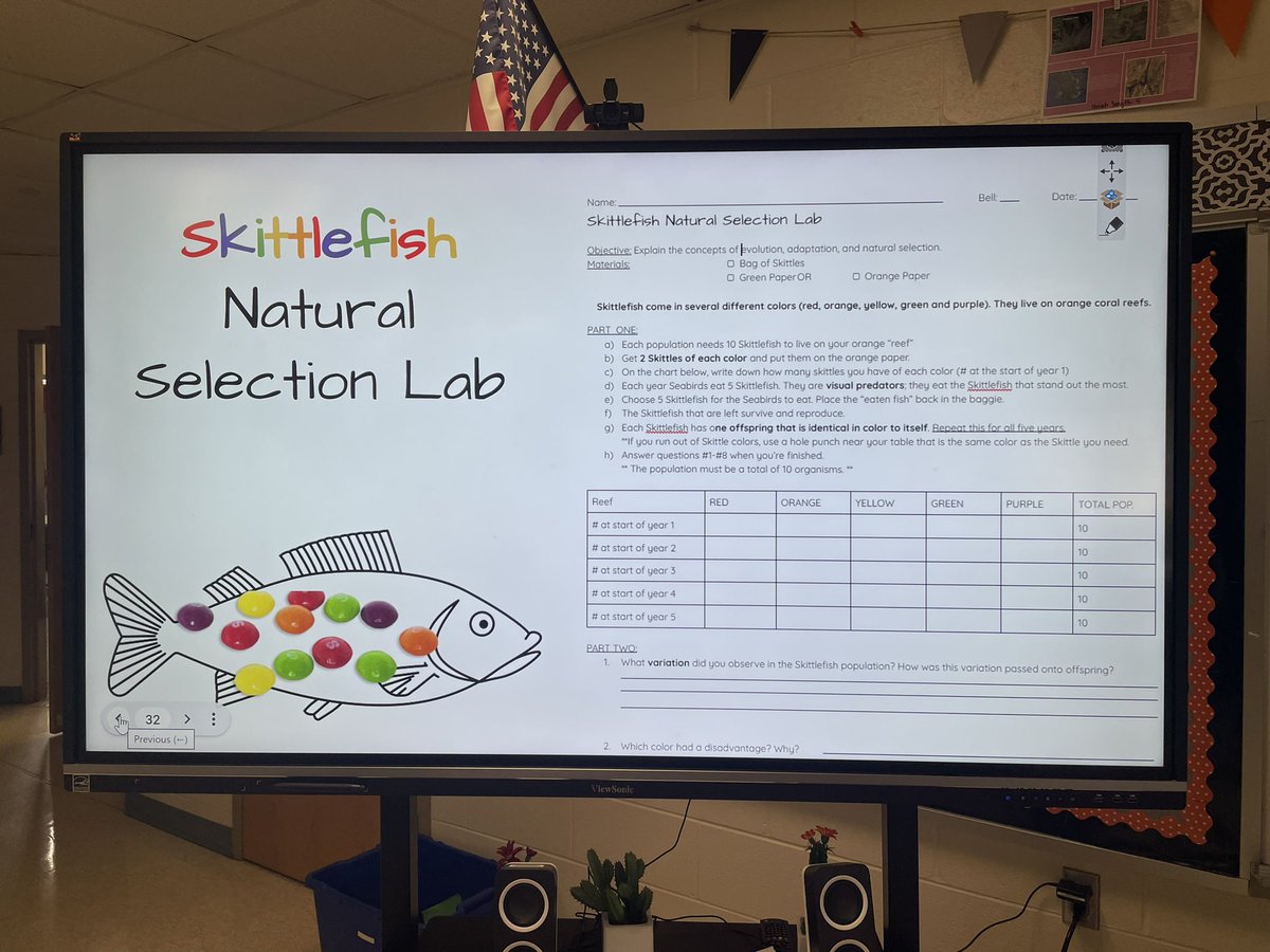 LMSOBryan's tweet photo. Natural Selection lesson— but let’s make it delicious with @Skittles! A little different environment compared to the Galápagos Islands but we’ll take it. #8thgradeScience #naturalselection #labs https://t.co/g0MPCqsPND
