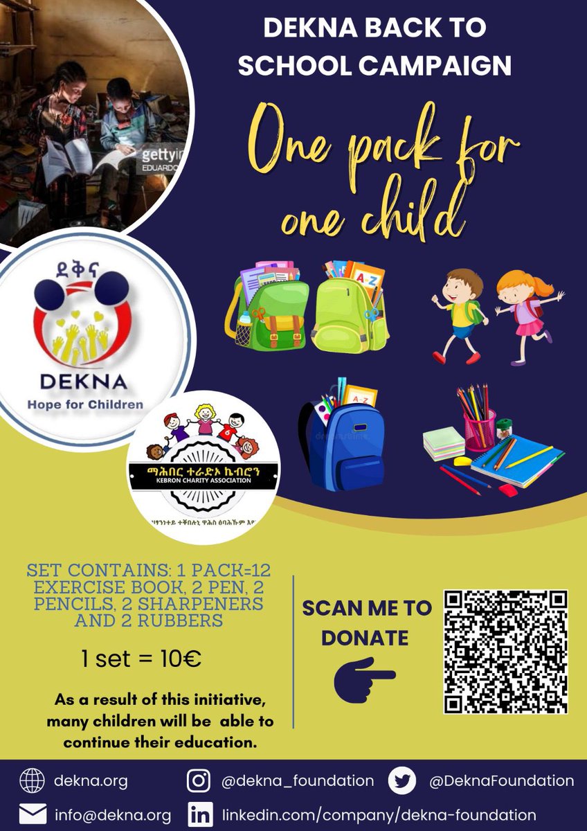 TigrayFutures's tweet photo. One pack for one child 

📓✍️✏️🗒️📚

One pack contains: 
12 exercises book
2 pen
2 pencils
2 sharpener 
2 rubbers

The price for one pack is only 10€. Your 10€ will send one child to school 🙏.

Give the children of Tigray the future they deserve

For more info @DeknaFoundation https://t.co/bXvnnvGgG6