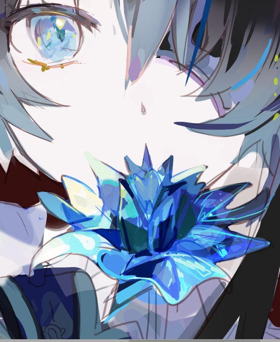 2、お花描いてます。目は白っぽくしてみました。 