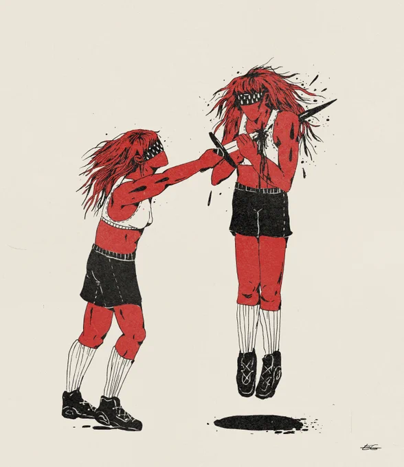 watched Infinity Pool and got thinking about killing my doppelganger. Here's a drawing about that from like early 2020 I think 