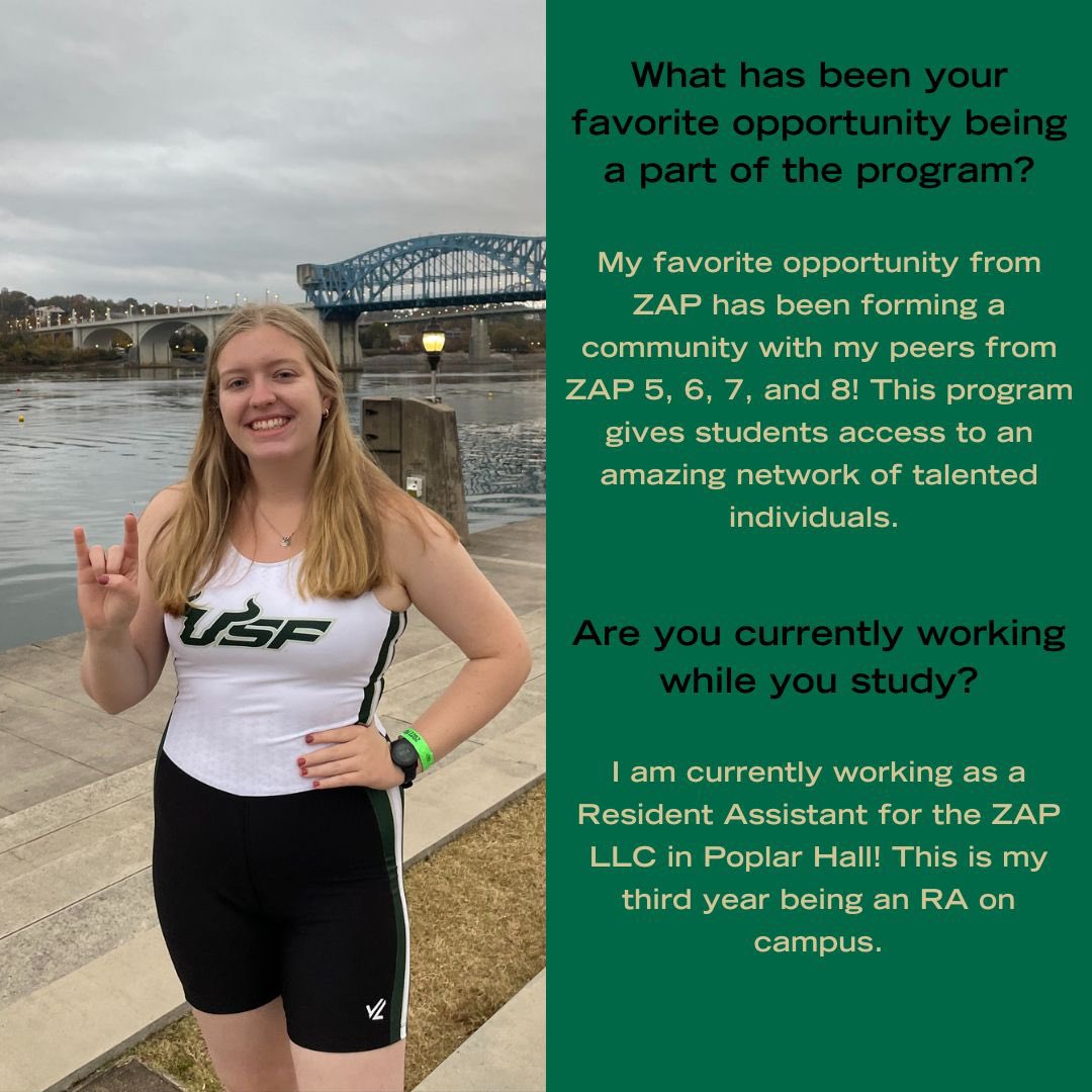 ZAPUSF's tweet photo. Many would argue that she’s the best RA 😤😤

Thank you for sharing Katelyn, we’re all excited to see what you accomplish in Michigan!! 🤘🏽 https://t.co/MxyL53wJjp