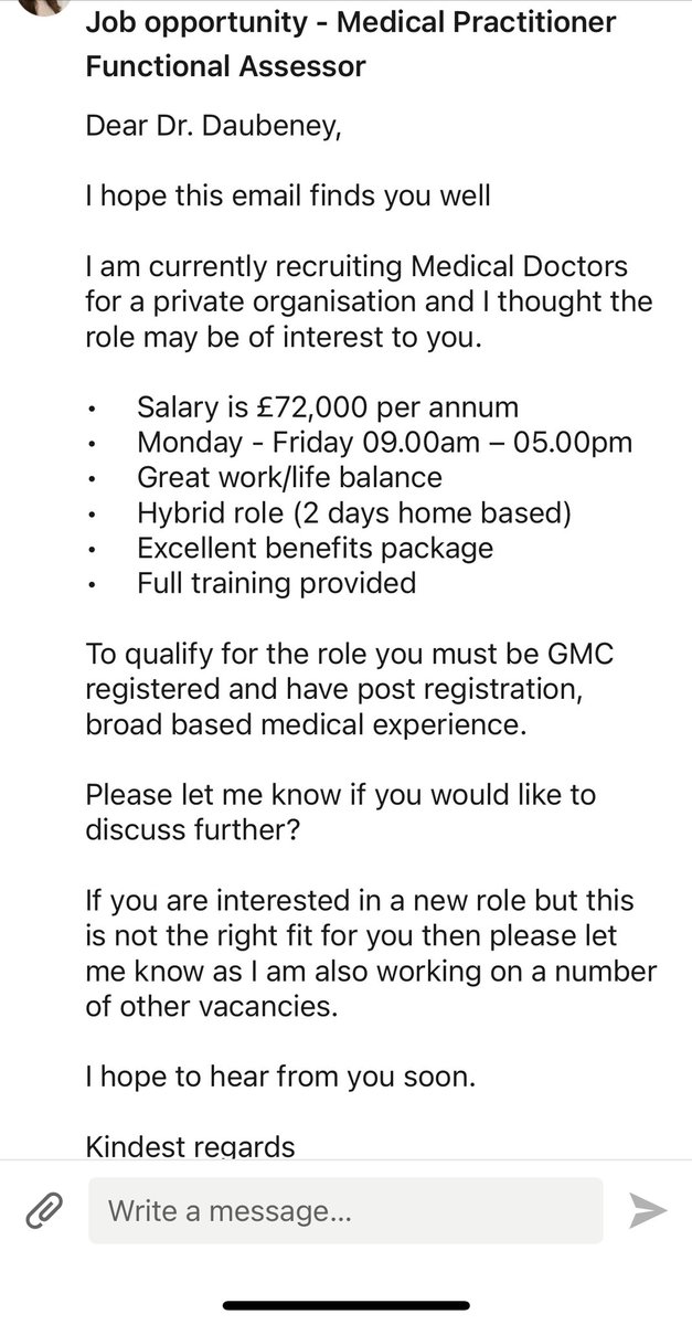 Had LinkedIn for a week and this arrives. This is why pay restoration is key, this is why people leave the NHS #BMADoctorsVoteYes