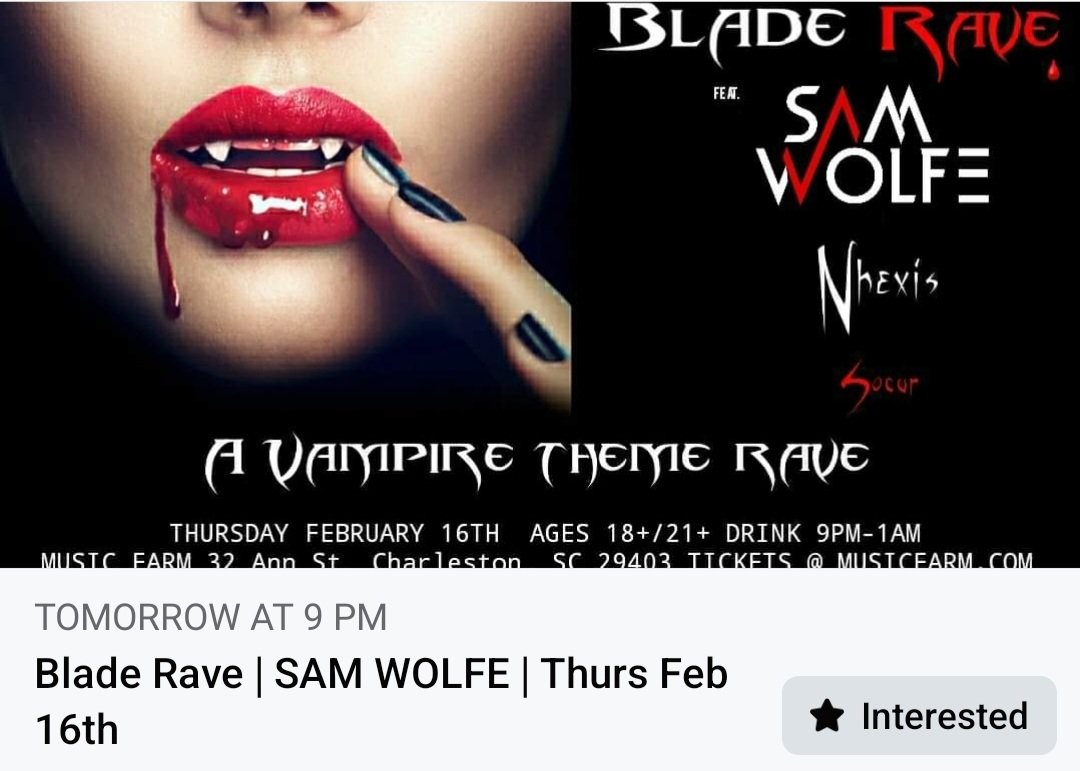 Don't forget to check out this local event by the <a href="/MusicFarm/">Music Farm</a> happening TOMORROW fellow nerds! 🧛‍♂️🎶🧛‍♀️ Check out their Facebook event page for more details. 💻⤵️

fb.me/e/8KVL1bNLR?mi…