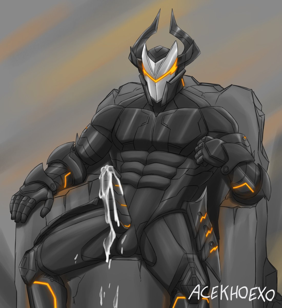 He's waiting for you to taste it his sword, almost no one can stand against Omega Knight.