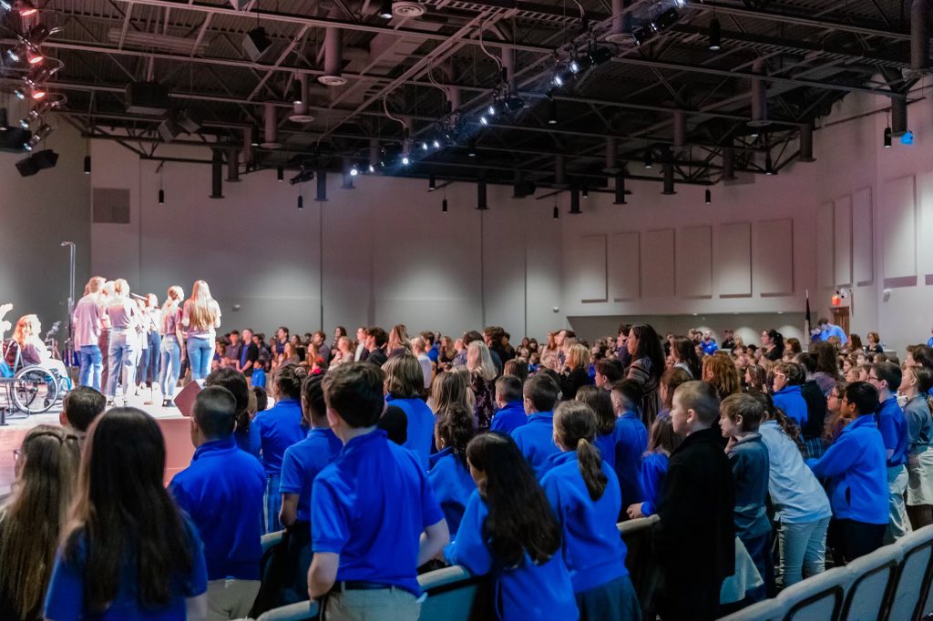 mjcasaints's tweet photo. We loved having @treveccamusic student choir, Testify, and Dr. Vernon Whaley, Associate Provost of Program Development @trevecca lead our all-school chapel in our brand new worship center! Thank you Dr. Whaley for investing in our students about what it means to be a worshiper! https://t.co/u0d1QcLBrU