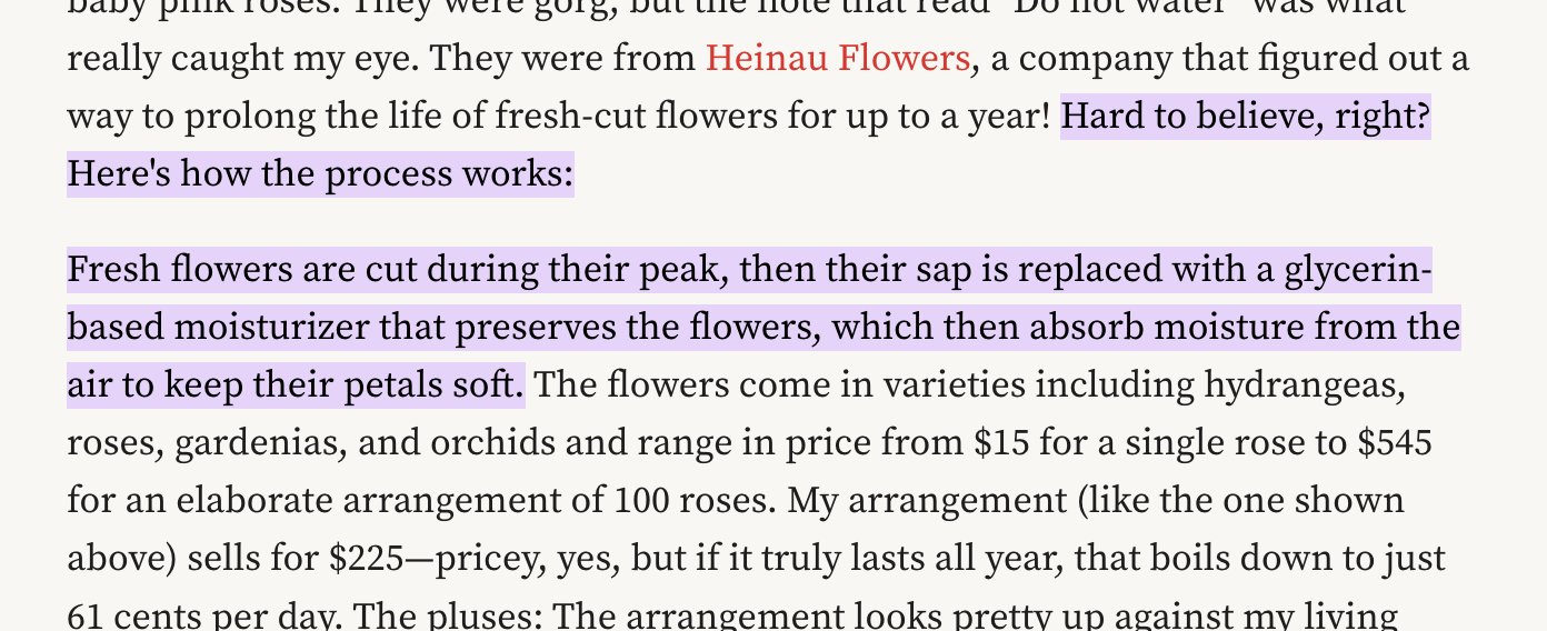 pm on Twitter "TIL you can buy flowers that last a year. they