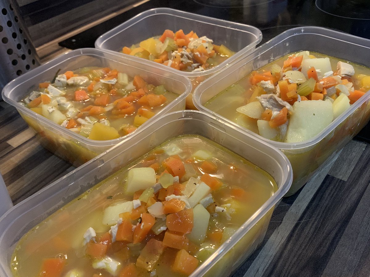 After scoffing a mini roast chicken dinner, we chucked the bones into a pan with the peelings and ‘boiled up a broth’, which made the most comforting chicken soup 🥣 
Our next Winter Warmer is 1st March 4-7pm 🍜 
Funded by <a href="/TamesideCouncil/">Tameside Council</a>’s  Winter Pressure Fund