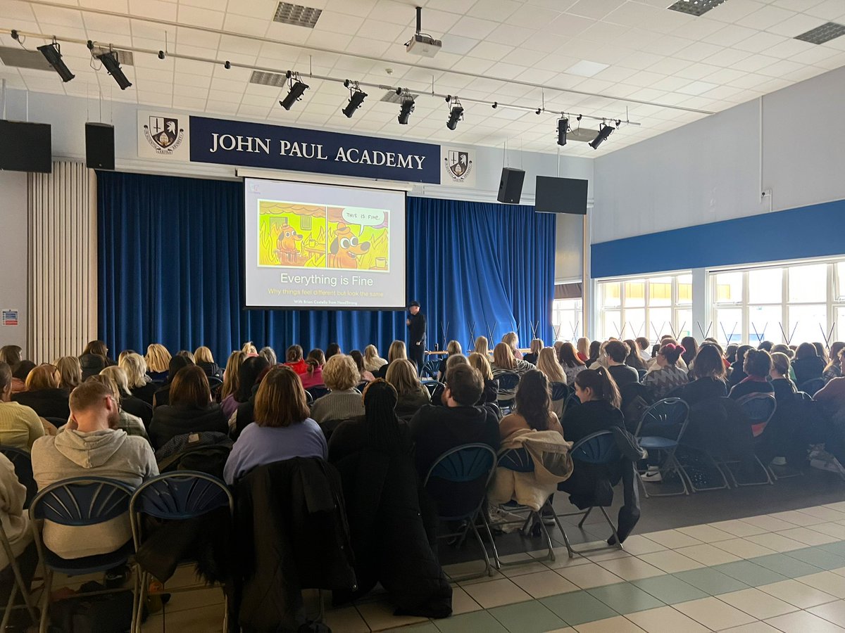 StCharlesGla's tweet photo. Thanks to Brian Costello @HeadStrongMind5 for a great #WellbeingSession for our #LearningCommunity this afternoon. Recognition about why we’re all exhausted and great advice to seek help when needed. @LangaStNursery @ParkMaryhill @StBlanesGCC @stmarysmaryhill @johnpaulacademy https://t.co/KXnGEMMAqc