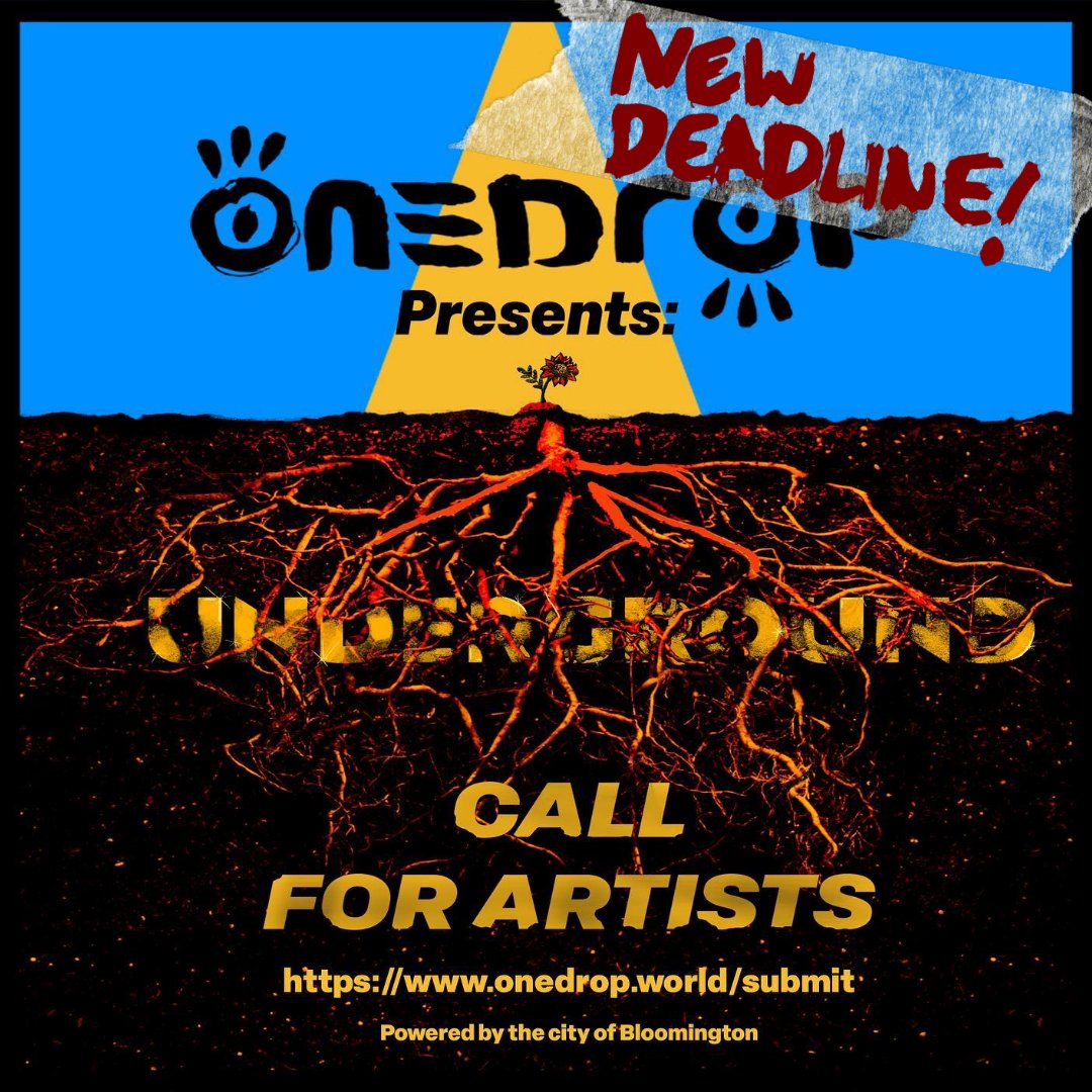 ONEDROP_WORLD's tweet photo. UPDATE: due to an influx of submissions, we are moving the artist application deadline to MONDAY FEB 20 @ 11:59pm EST. Don’t procrastinate too long, you won’t want to miss being a part of this show!  Link in bio to submit 💧

See you Underground in Bloomington, IN on March 17 🌱 https://t.co/QHuUnPQegu