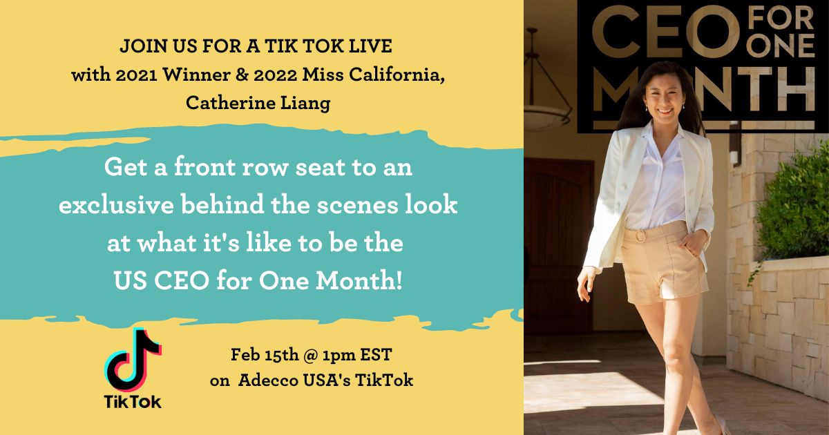 CEO for a Month is such an amazing experience for our business and the people involved!  Join our 2021 winner and 2022 Miss California, Catherine Liang, as she goes LIVE on TikTok to go behind the scenes on this awesome initiative.