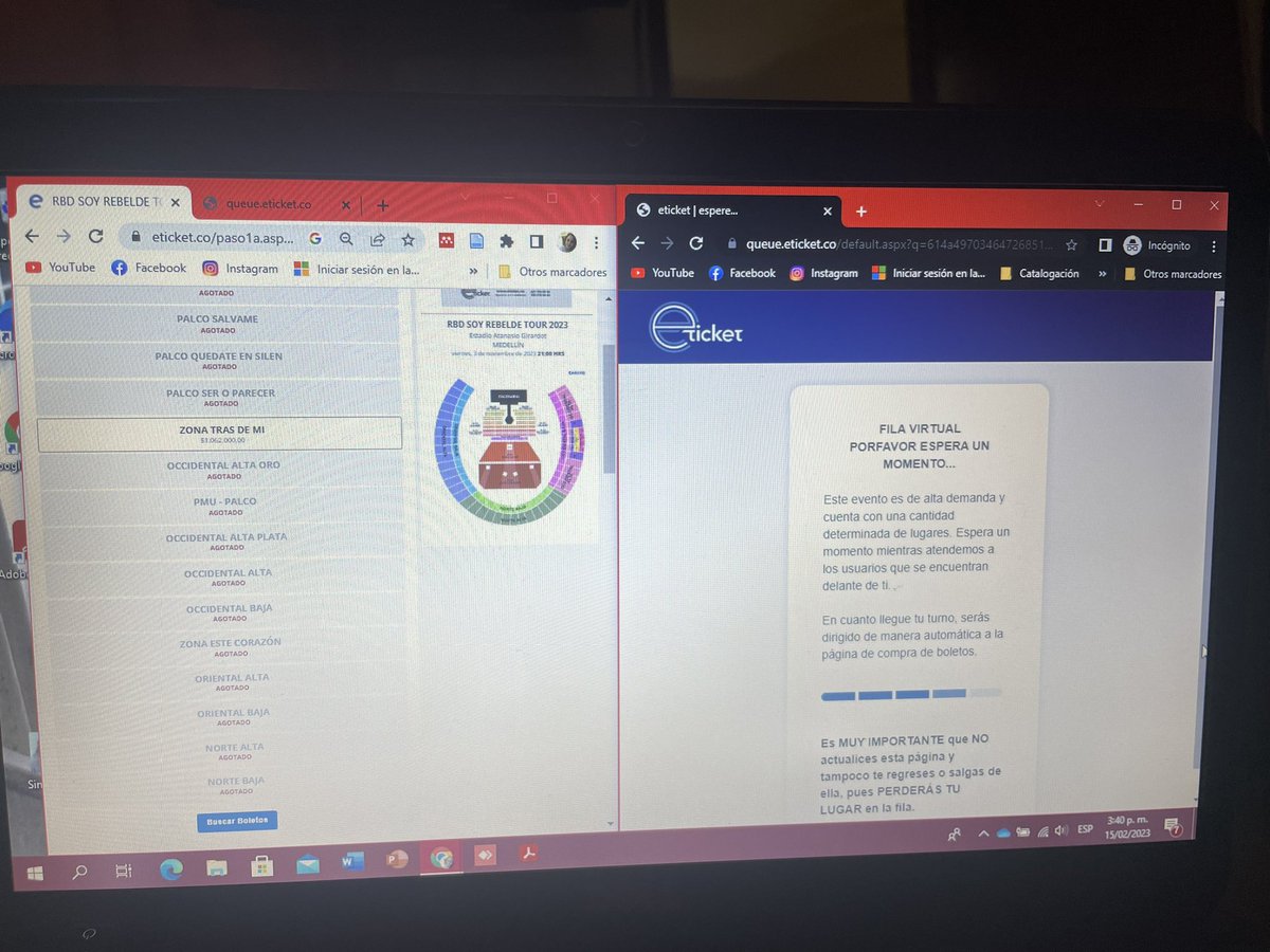 naatnatt's tweet photo. Esa “fila virtual” de @eticket  es mentira llevo una hora actualizando la página de las boletas y mas de una hora esperando la “fila virtual” en otra ventana #rebelde #RebeldeEnColombia https://t.co/sdD9H6pLoH