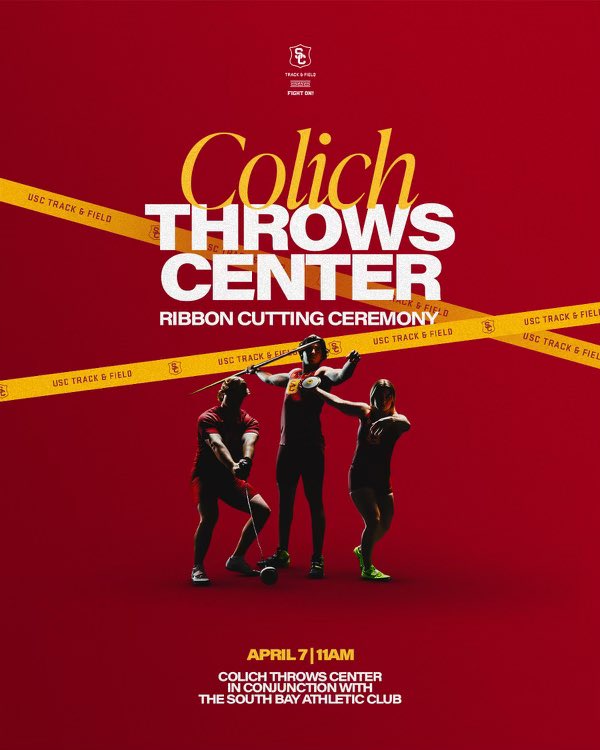 USCthrows's tweet photo. Spectacular Throwing facility officially opening on April 7th, hosting all throwing events.

Colich Throws Center has 3 discus/hammer rings, javelin runway, two shot put rings, AND, most impressively, weight room with a BBQ grill! 🙀 

Los Angeles 2028 training &amp; warmup field. https://t.co/rmHz8qaiGs