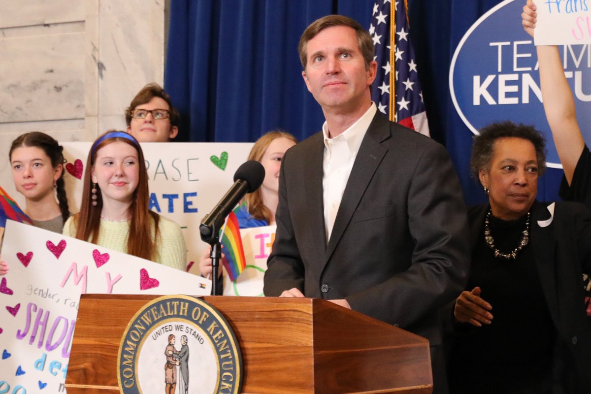 GovAndyBeshear's tweet photo. We are called upon to love our neighbor and to celebrate each other. As the first Governor in Kentucky's history to join the Statewide Fairness Rally three years ago, I was proud to stand with the @FairnessCamp again today to support our LGBTQ+ community. We're in this together. https://t.co/Dg7yX4OlnJ