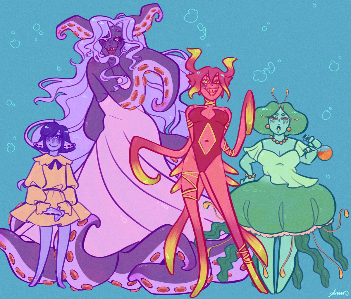 Slime girls and Abbi! They are siblings in my head!!

#OMORI #OMORIFANART